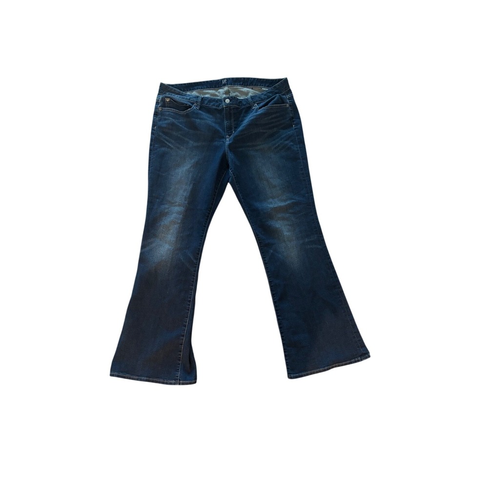 Gap Denim Long and Lean Flare Leg Jeans Dark Wash Blue Womens Size 35R